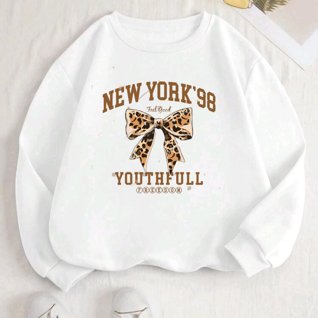 Moletom Gola Redonda Suéter Estampado New York  Onça Unissex