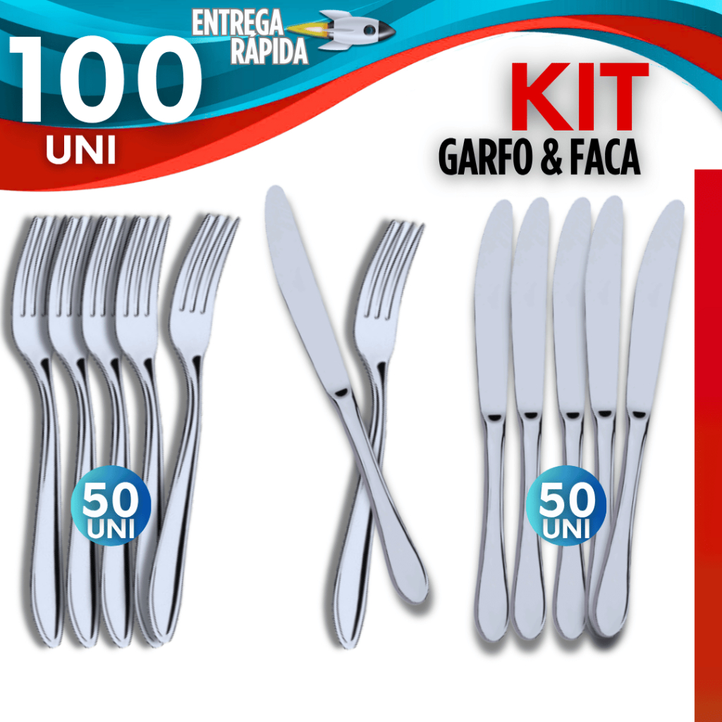 Jogo 100/50 Unidades Talheres Inox 50 Garfo 50 Faca Resistente Casa Cozinha Premium Restaurante Bar em Oferta na Shopee