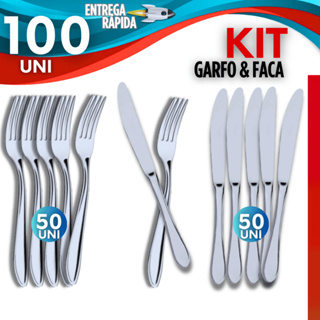 Jogo 100/50 Unidades Talheres Inox 50 Garfo 50 Faca Resistente Casa Cozinha Premium Restaurante Bar em Oferta na Shopee