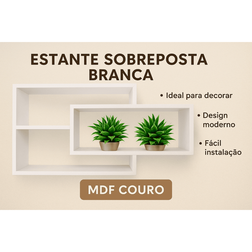 Nicho Decorativo Branco em MDF com Plantas Artificiais - Design Moderno