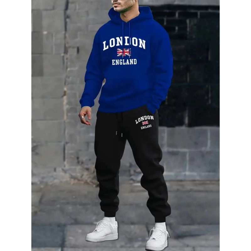 conjunto moletom flanelado unissex feminina masculino canguru capuz streetwear London  novidade Premium envio rápido