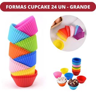 KIT Forminha De Silicone  6,5x3X4,5Cm Para Bolo Forma De Cupcakes Ùtil Colorido 12 ou 24 Unidades em Oferta na Shopee