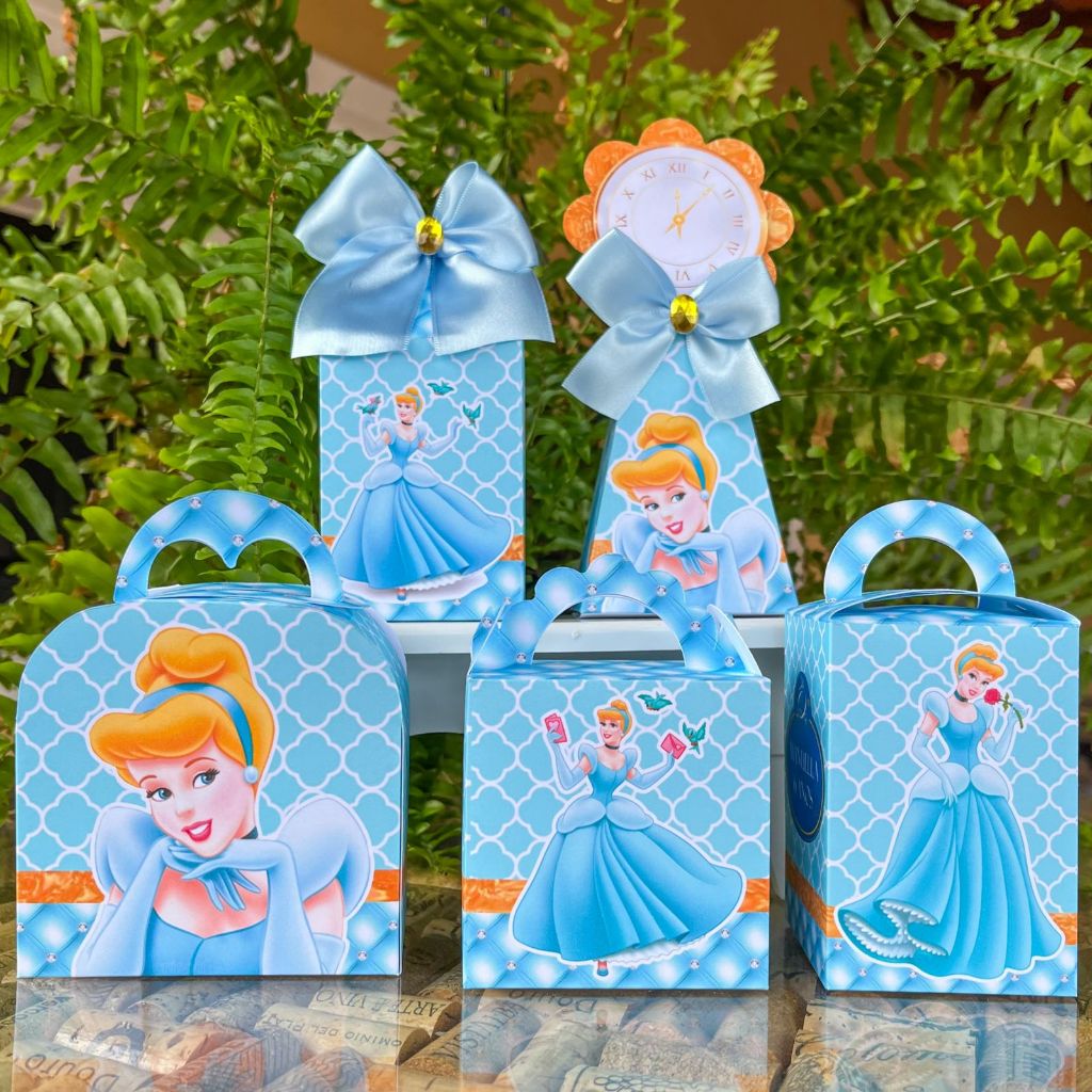Kit Festa Cinderela Caixinhas Personalizadas Pegue e Monte  Lembrancinha Infantil