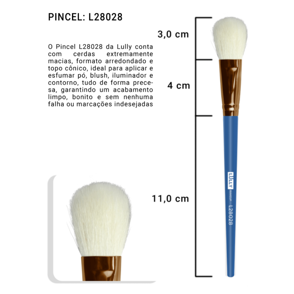 Pincel Lully Makeup L28028 - Pincel para Blush, Contorno ou Iluminador