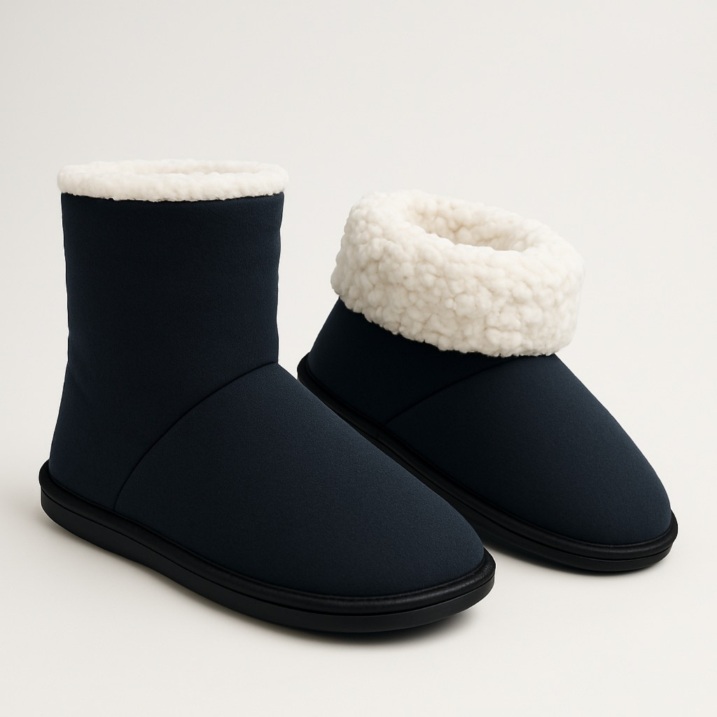Pantufa Polar Botinha Peluciada Super Quentinha com Sola Antiderrapante Cor Preta