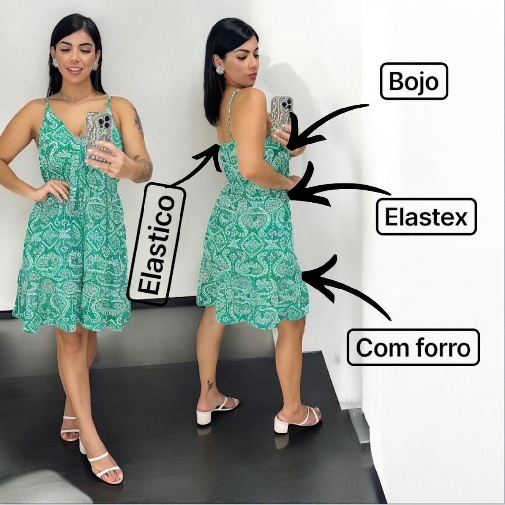 Vestido Curto Feminina soltinho com Bojo Alça Regulável com lastex Confortável Leve Soltinho