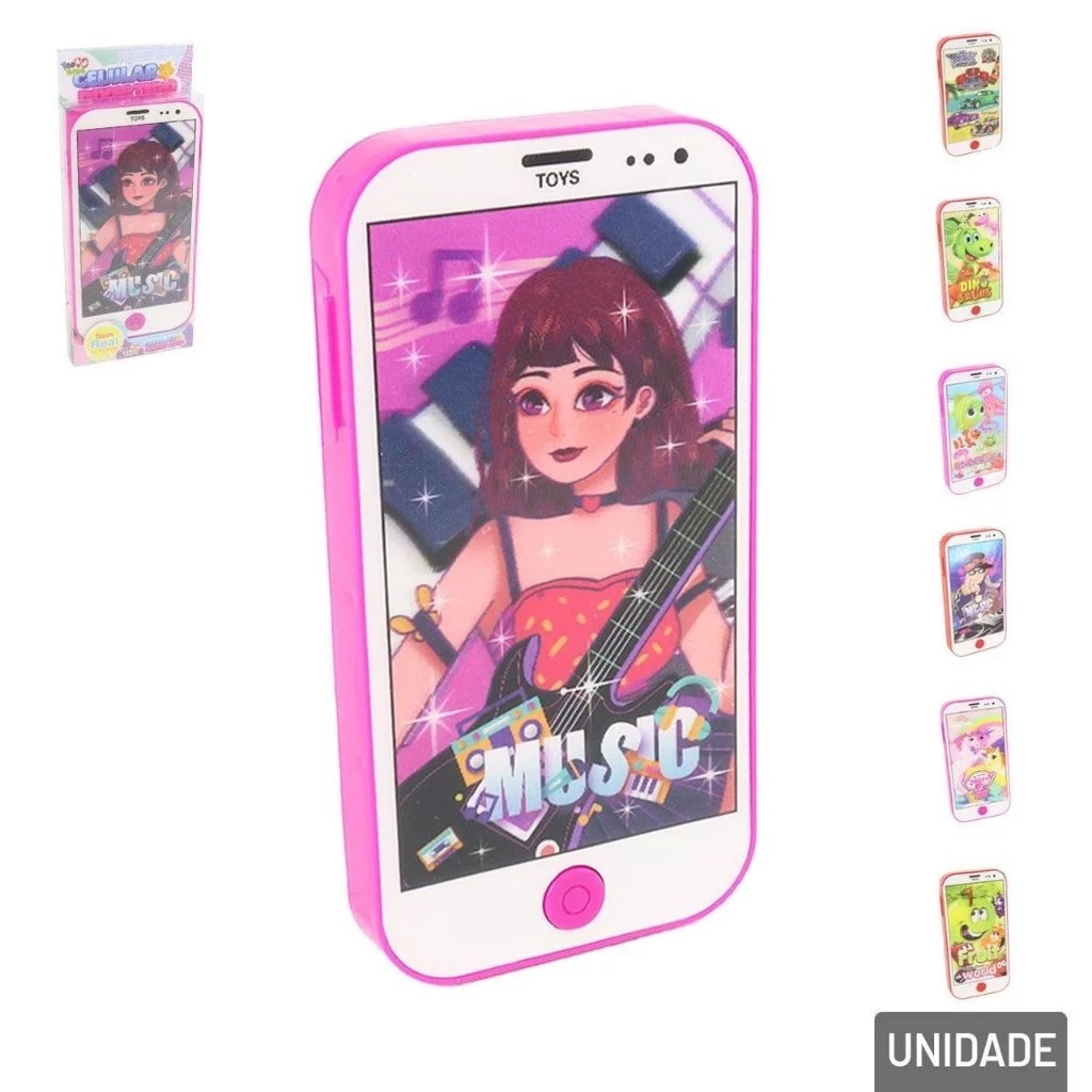 Brinquedo celular infantil musical imagem 3D Smartphone para crianças com luz e som tem um cordão de segurança, Fanwix