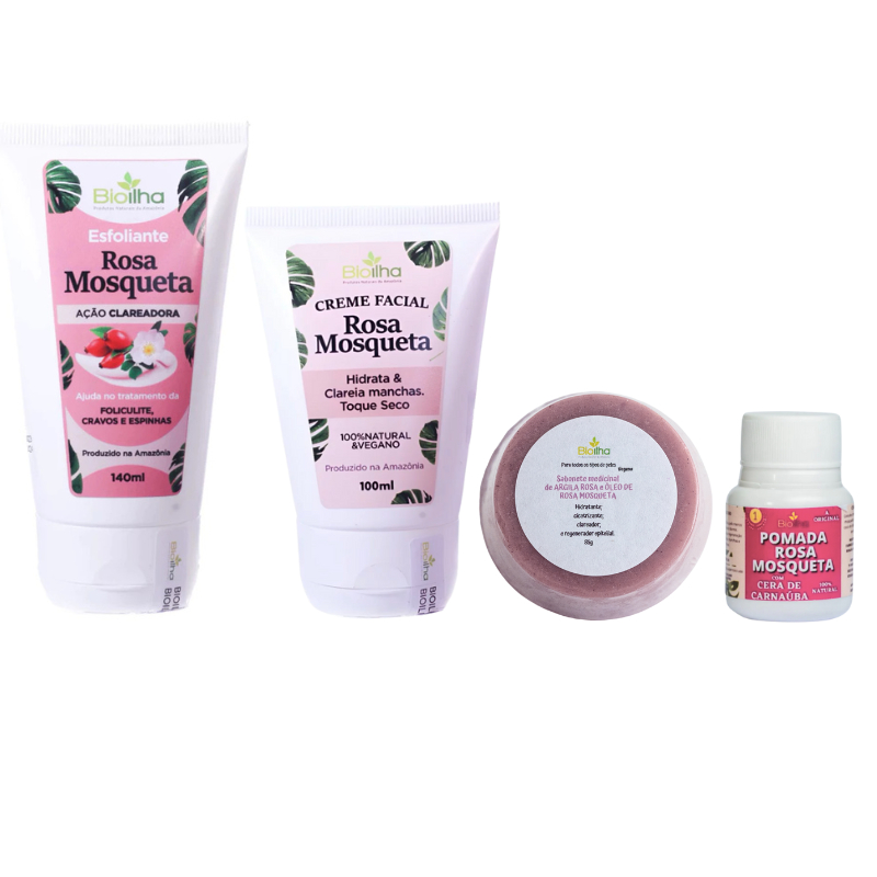 Kit limpeza de pele rosa mosqueta skin care completo  | Clareador e Hidratante  | Rosa Rubiginosa