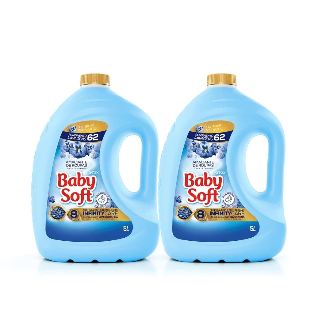 Kit 2 Amaciante Baby Soft Toque Carinho 5L cada RENDE + 120 LAVAGENS