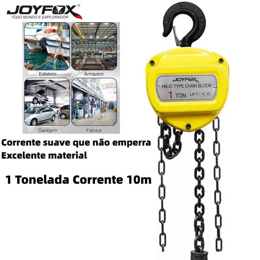 Talha Manual Capacidade 1 Tonelada Corrente 10m Freio Duplo Talha de Corrente Manual Catraca