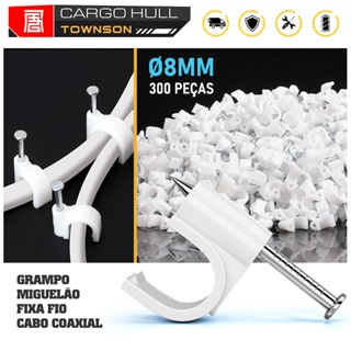 Grampo Miguelão Fixa Fio Cabo Coaxial 8mm RG6 com Prego - 300 Unidades em Oferta na Shopee