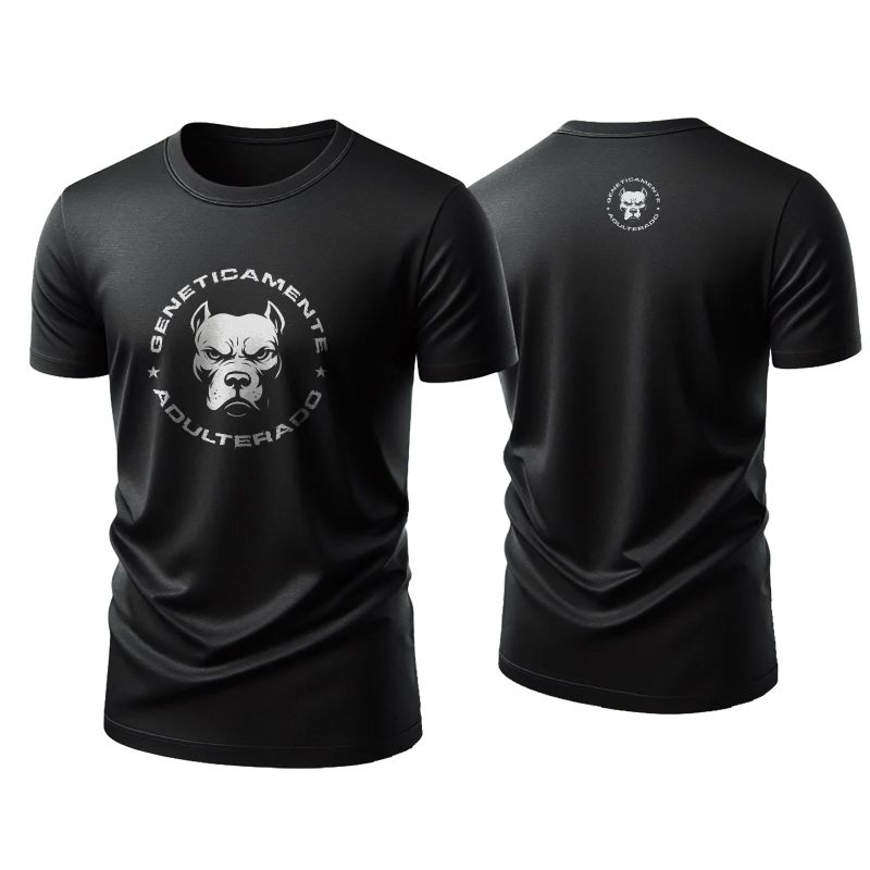 Camisa Masculina Dry Fit Geneticamente Adulterado Camiseta Pit Bull Musculação Corrida Academia