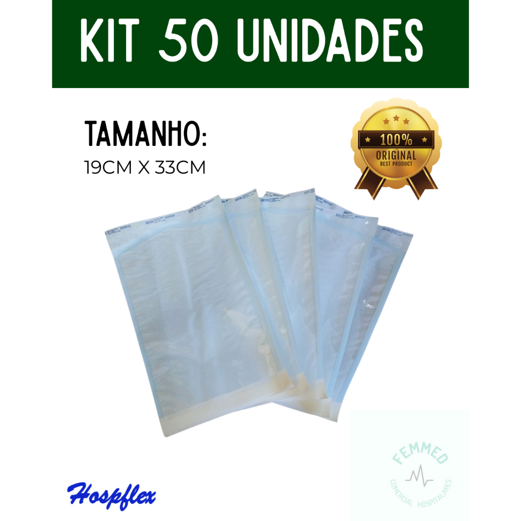 Kit 50 Envelopes para Esterilização em Autoclave - 19x33 - Hospflex em Oferta na Shopee