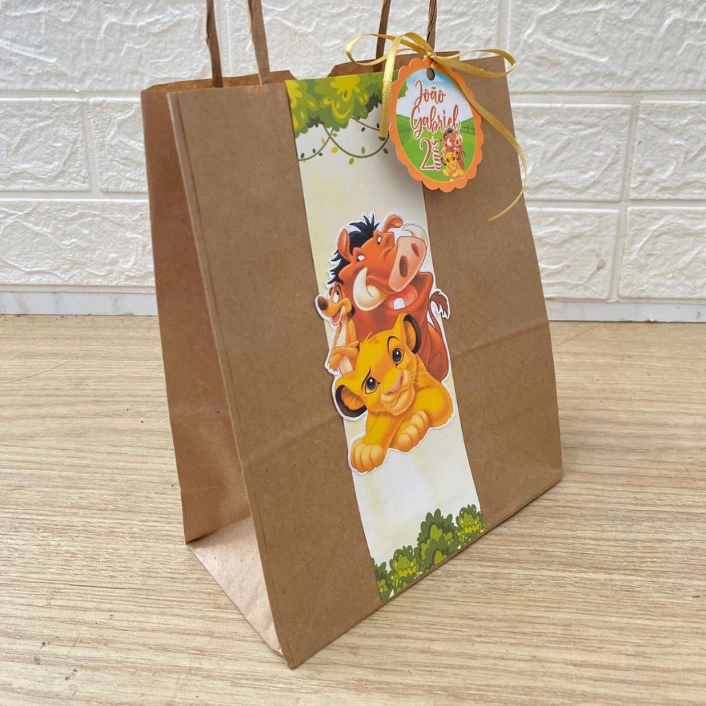 Sacolinha Personalizada Rei Leão Craft/ Lembrancinhas Infantil Surpresa / Festa Aniversário/Bolsinha