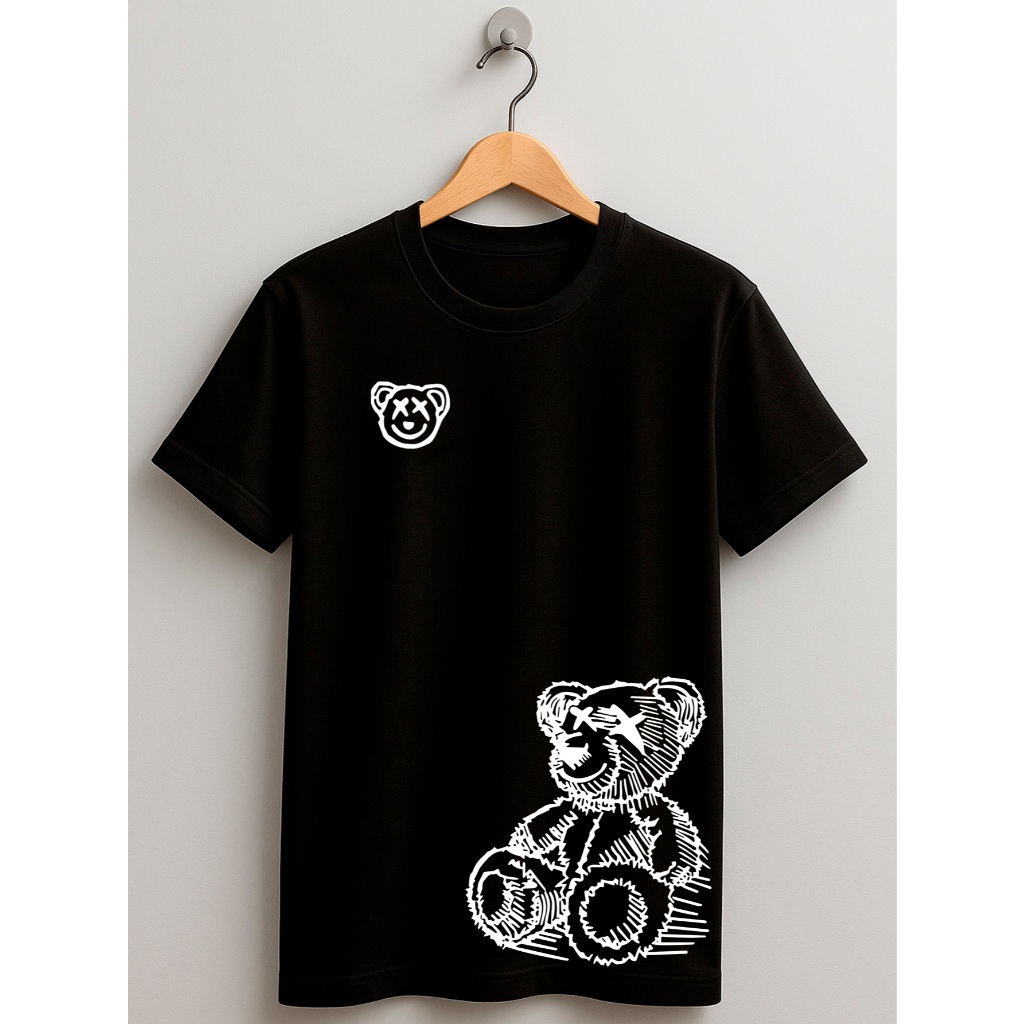 Camisa T-shirt Juvenil e Infantil 100 Algodão Urso Grafite Unissex Verão