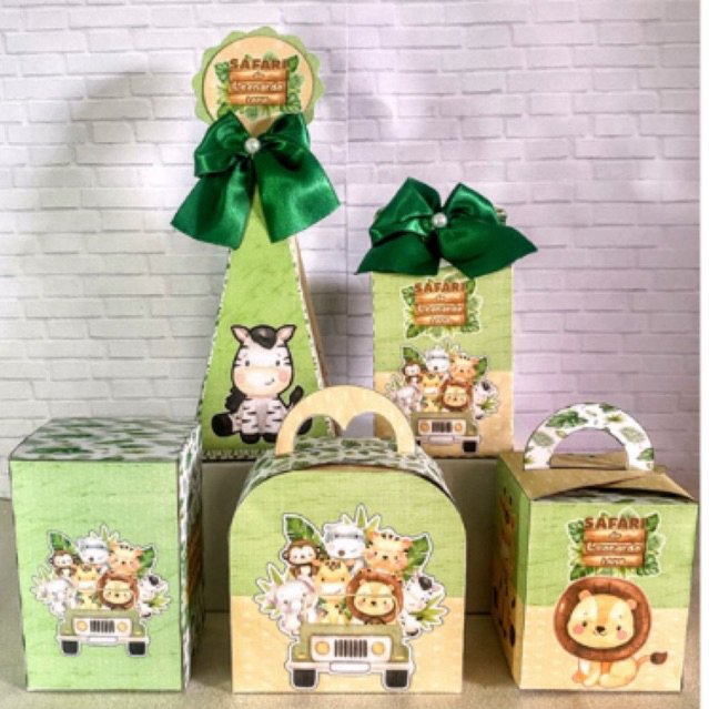 Kit de Caixinhas Personalizadas Safari Baby - kit festa - lembrancinha de aniversário infantil - caixinha surpresa