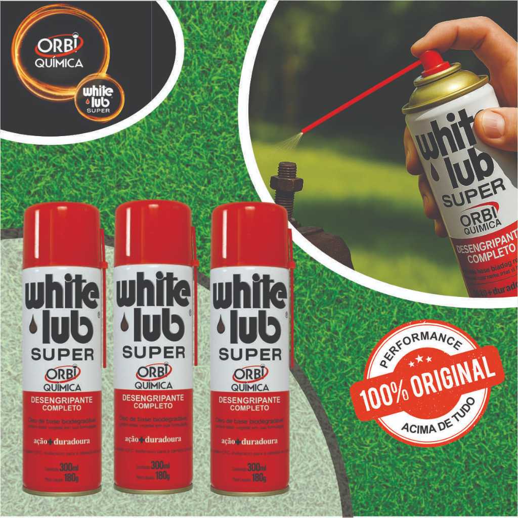 Kit 3x Óleo Desengripante Lubrificante Spray White Lub 300ml Multiuso Orbi em Oferta na Shopee