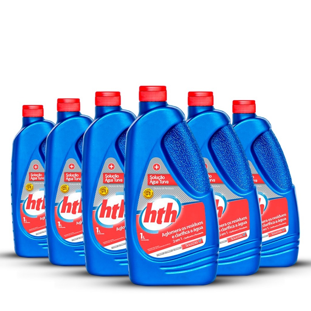 Kit HTH Solução de Água Turva 6 Litros Para Piscina Limpeza e Manutenção