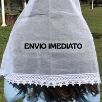 VÉU CCB ADULTO TECIDO ALGODÃO COM RENDA GUIPIR  QUADRADO OU REDONDO + PORTA VÉU REF XL28