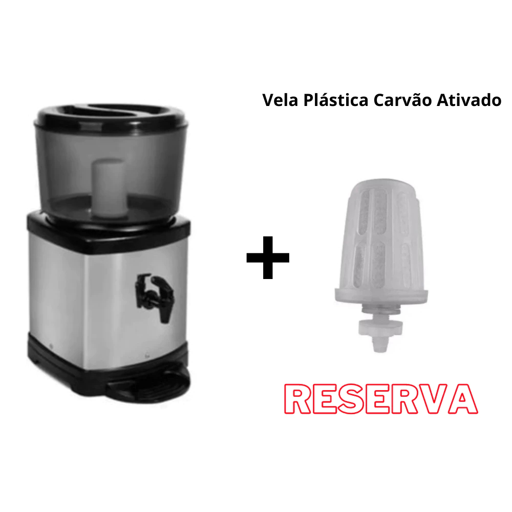 Bebedouro Filtro Para Água Inox Base De Barro + Vela Carvão Ativado em Oferta na Shopee