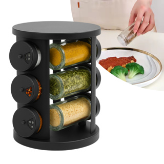 Porta Condimentos Temperos Giratório 9 Potes Vidro Tampa Dosadora Preto Presente Cozinha Restaurante em Oferta na Shopee
