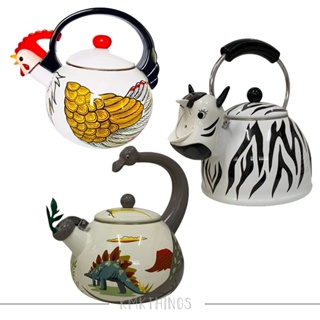 Chaleira Esmaltada Indução Com Apito - 2,5litros - Diversos Galinha/Zebra/Dino/Porquinho em Oferta na Shopee