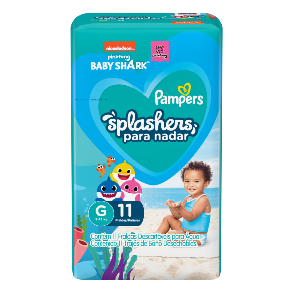 Fralda para Água Pampers Baby Shark Splashers G com 11un em Oferta na Shopee