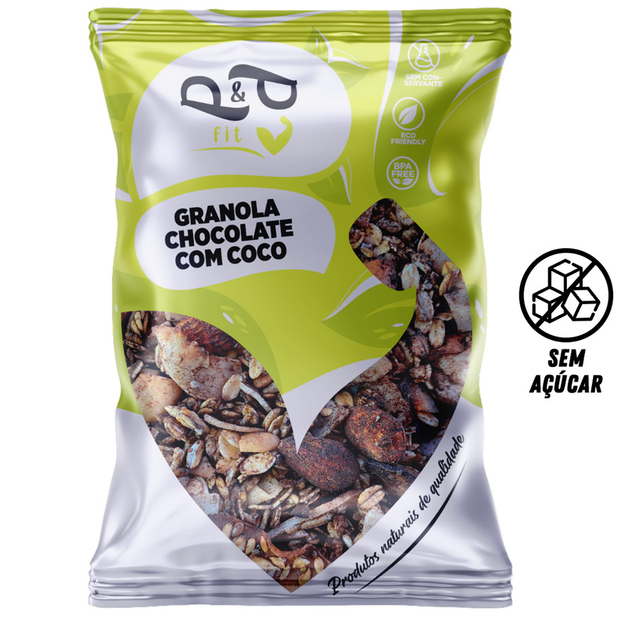 Granola P&P Gourmet Chocolate com Coco Sem Açúcar 500g - Food & Beverages