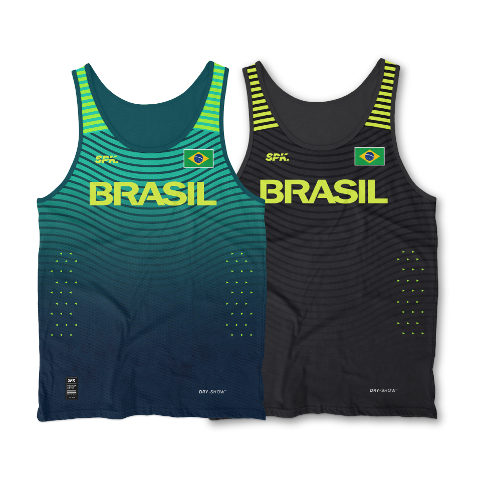 Kit 2 Camisetas Regata Corrida Maratona Running Brasil e Kenya Proteção Uv - Preto/Verde + Azul/Verde em Oferta na Shopee