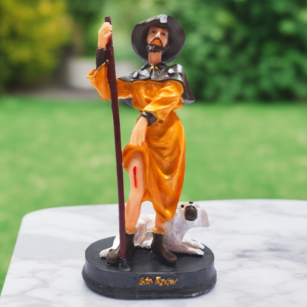 Imagem São Roque Santo Católico Escultara 15 Cm Resina
