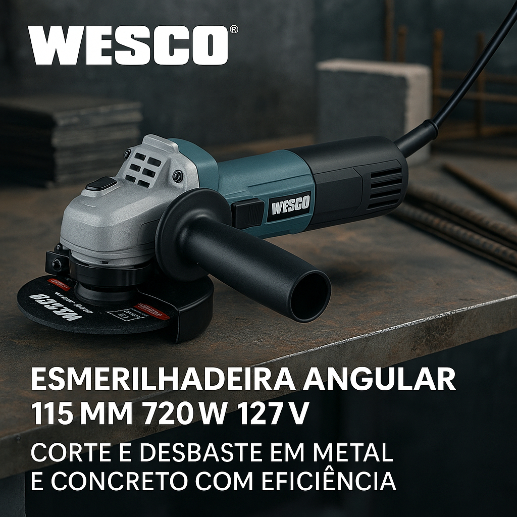 Esmerilhadeira Angular 115Mm 720W 127V- Corte e Desbaste em Metal e Concreto com Eficiência - Wesco · foto 2