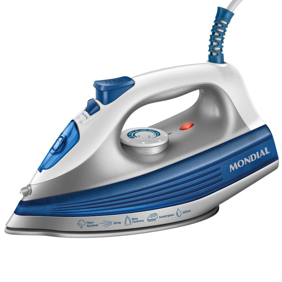 Ferro a Vapor Mondial Base Cerâmica FVN-01-BL em Oferta na Shopee