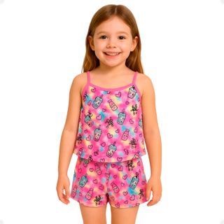 Kit 1, 2 ou 3 Pijama Baby Doll Feminino Infantil Menina Estampas Variadas Juvenil Regata Shortinho Curto Confortável em Oferta na Shopee