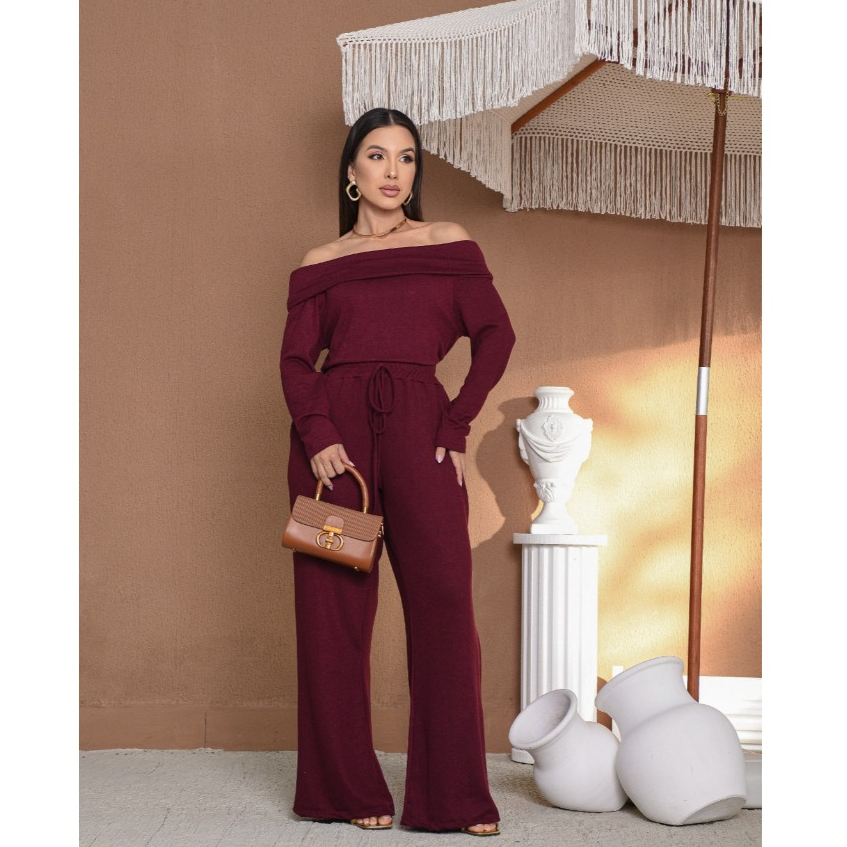 Conjunto Feminino de inverno frio Moletom lanzinha Blusa e Calça Pantalona plus size