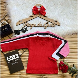 Blusa Básica Infantil Feminina Menina Manga Longa.