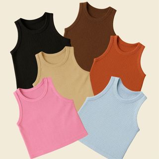 Kit 3 Cropped Feminino Canelada Regata Camiseta Básica Feminina Regatinha Cropet canelado básico