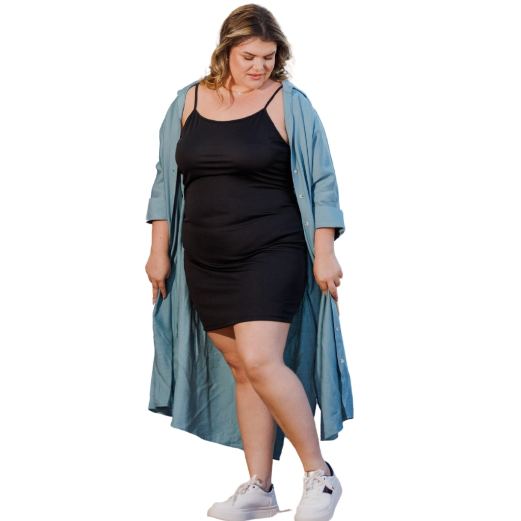 Vestido Anágua Segunda Pele Plus Size Alcinhas Tecido Leve Base Ideal Contra Transparência 3078A