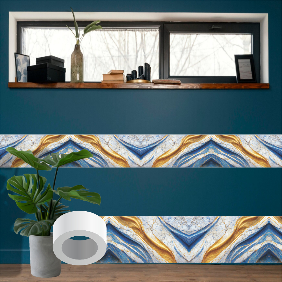 MÁRMORE AZUL FX0.183 - Faixa adesiva para decorar o quarto do bebê, sala, cozinha, empresa
