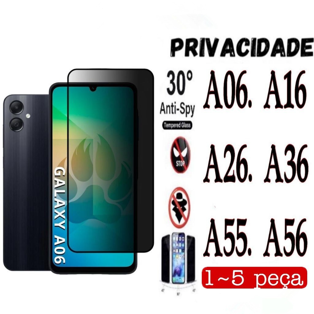 Película Privacidade 3D Anti Spy Samsung A06 A16 A26 A36 A55 A56
