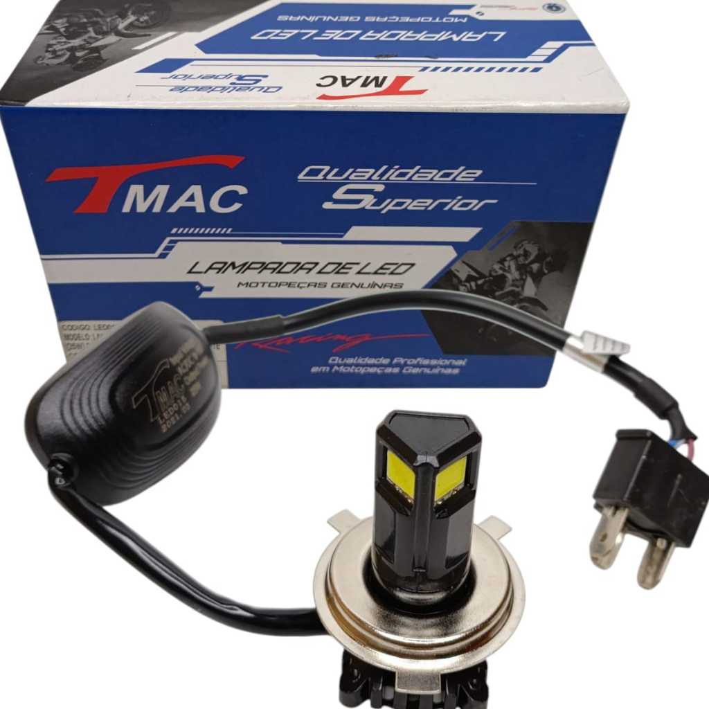 Lampada H4 3 Leds Moto Com Reator 25w 6500k Cg Titan 150 160 Start Twister 250 Xre Fazer Lander Ybr
