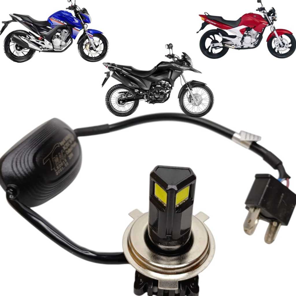 Lampada H4 3 Leds Moto Com Reator 25w 6500k Cg Titan 150 160 Start Twister 250 Xre Fazer Lander Ybr — imagem 2 de 2