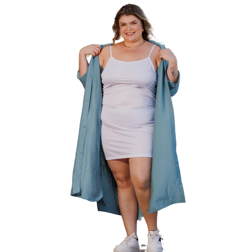 Anágua Segunda Pele Plus Size Feminino Vestido de Alcinha Fixa Ultra Leve Moda Evangélica 3078A