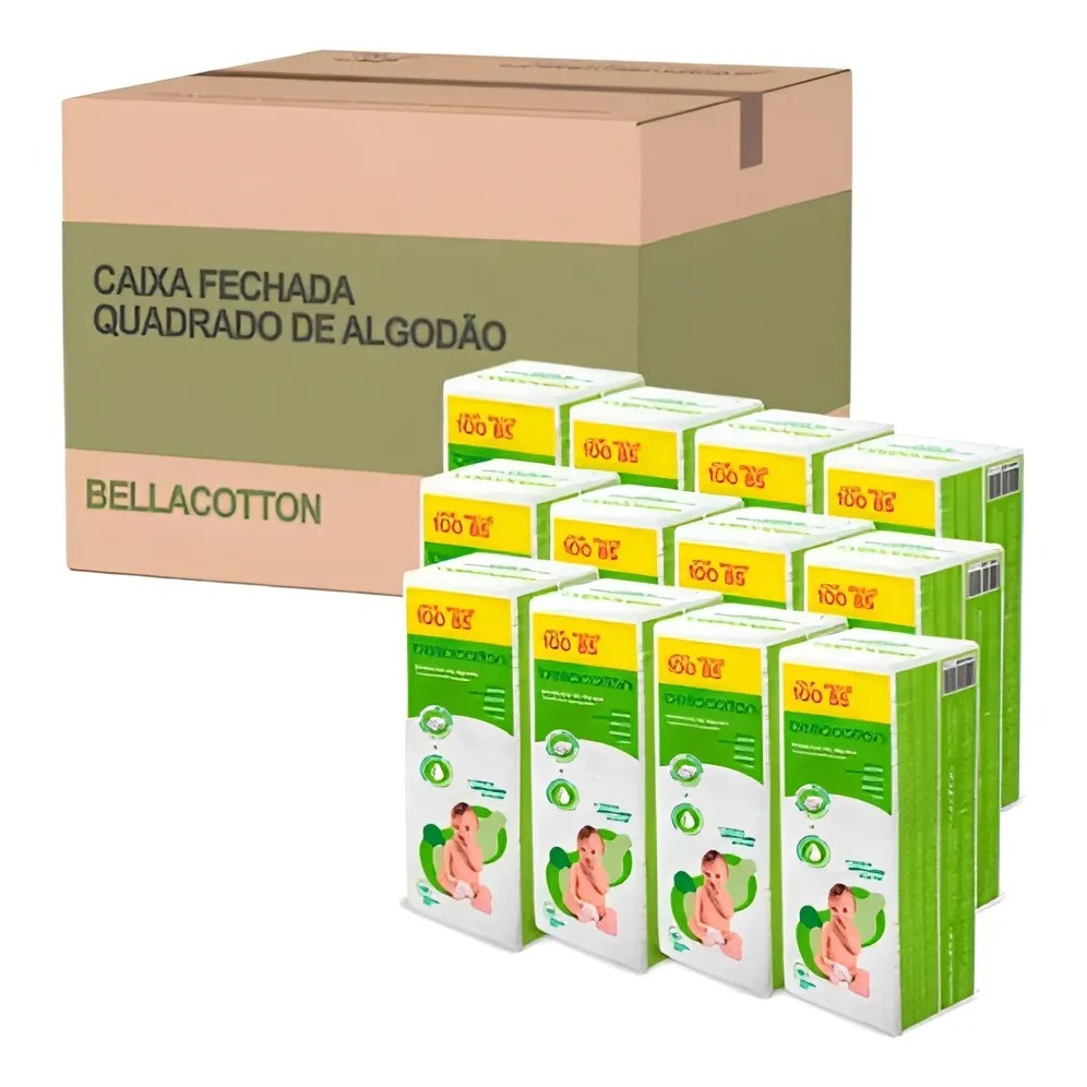 Kit Algodão Quadrado Baby Bellacotton 12Un em Oferta na Shopee
