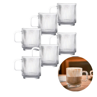 Conjunto 6 Canecas de Vidro Caneladas Xícaras Resistentes Textura Canelado Café em Oferta na Shopee