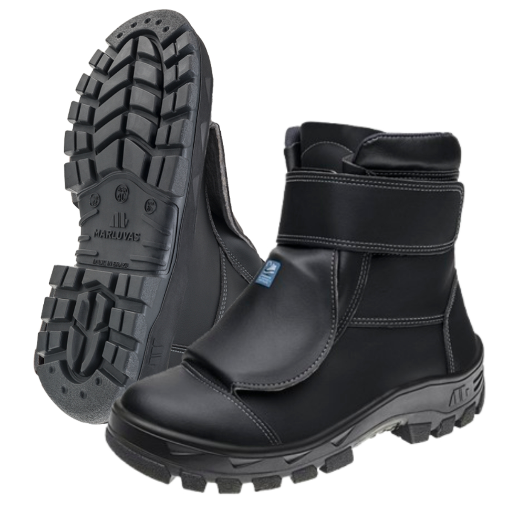 Bota Botina Coturno Velcro Marluvas 60c32 Cpap Mex Esc Bico De Composite Couro Preto Epi Segurança Ca 39628