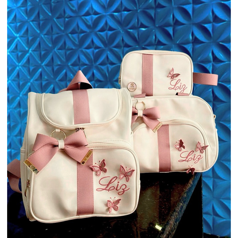 Kit bolsas de luxo p/ maternidade personalizadas, 3 peças menina/menino em Oferta na Shopee