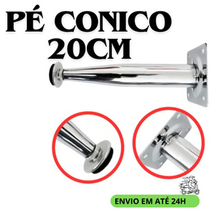 Pé Cônico de 20cm Cromado para Movéis com regulagem de 2,5cm