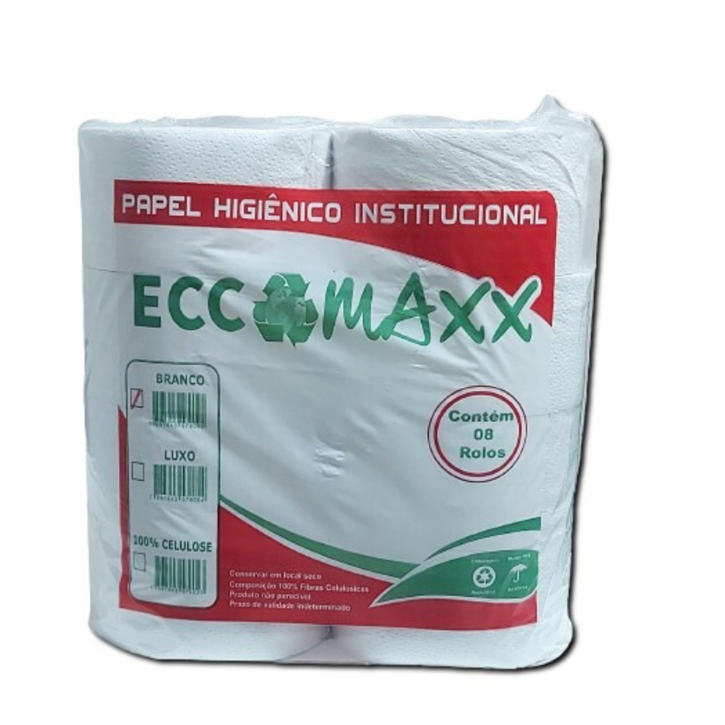 Papel Institucional Higienico pacote com 8 rolão Branco Papel Institucional Higienico pacote com 8 rolão Branco