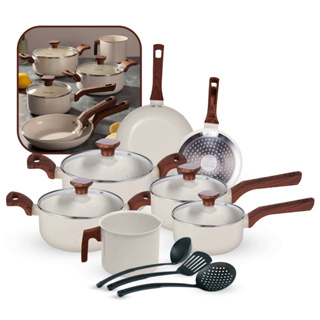 Conjunto de Panelas 10 Peças Premium Revestimento Cerâmico Indução Antiaderente Mimo Style em Oferta na Shopee