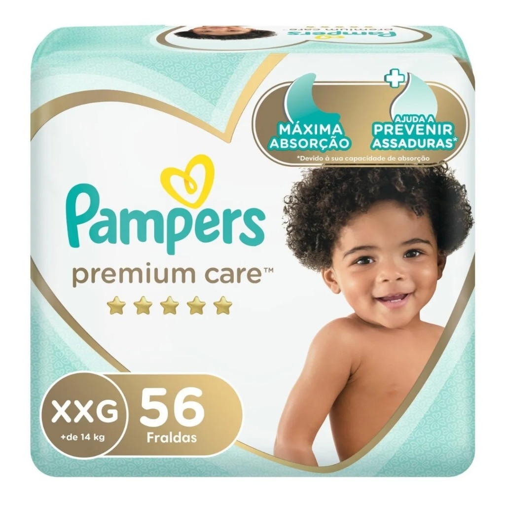 FRALDA PREMIUM CARE XXG PAMPERS 56UN em Oferta na Shopee